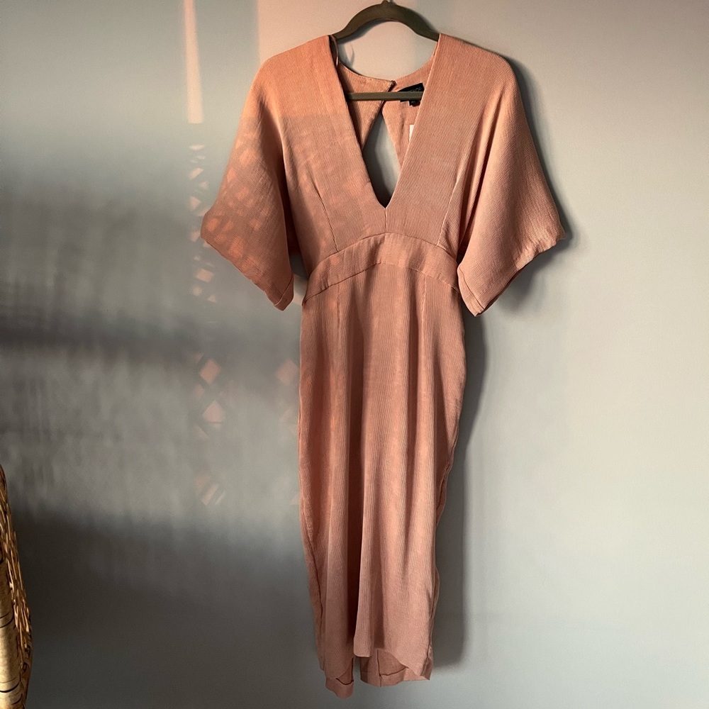 Elegant Peach V-Neck Dress